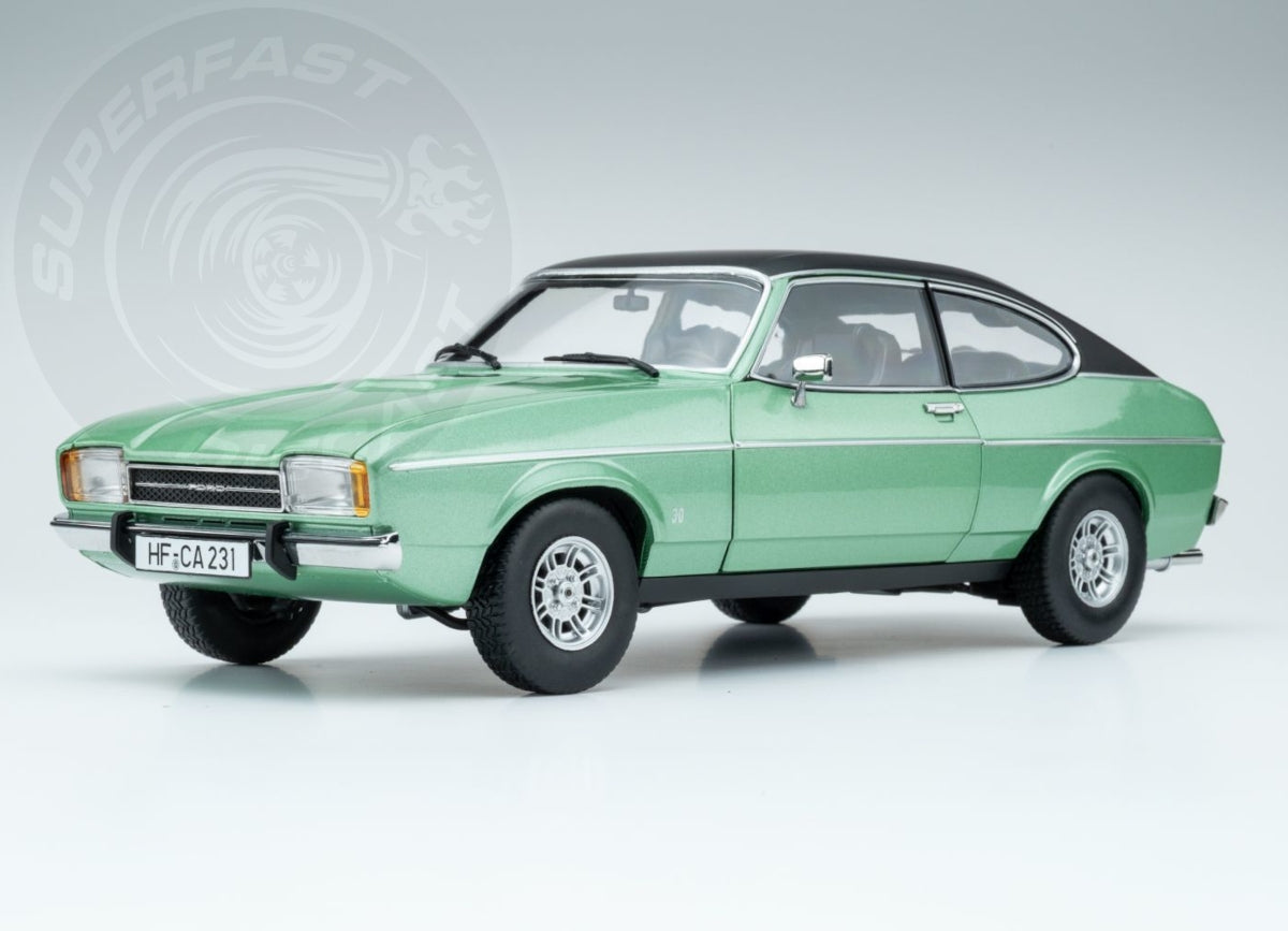 Touring Modelcars 1:18 Scale Diecast - 1974 Ford Capri Mk2 3.0 Ghia, MEDITERRANEAN GREEN - 18081202