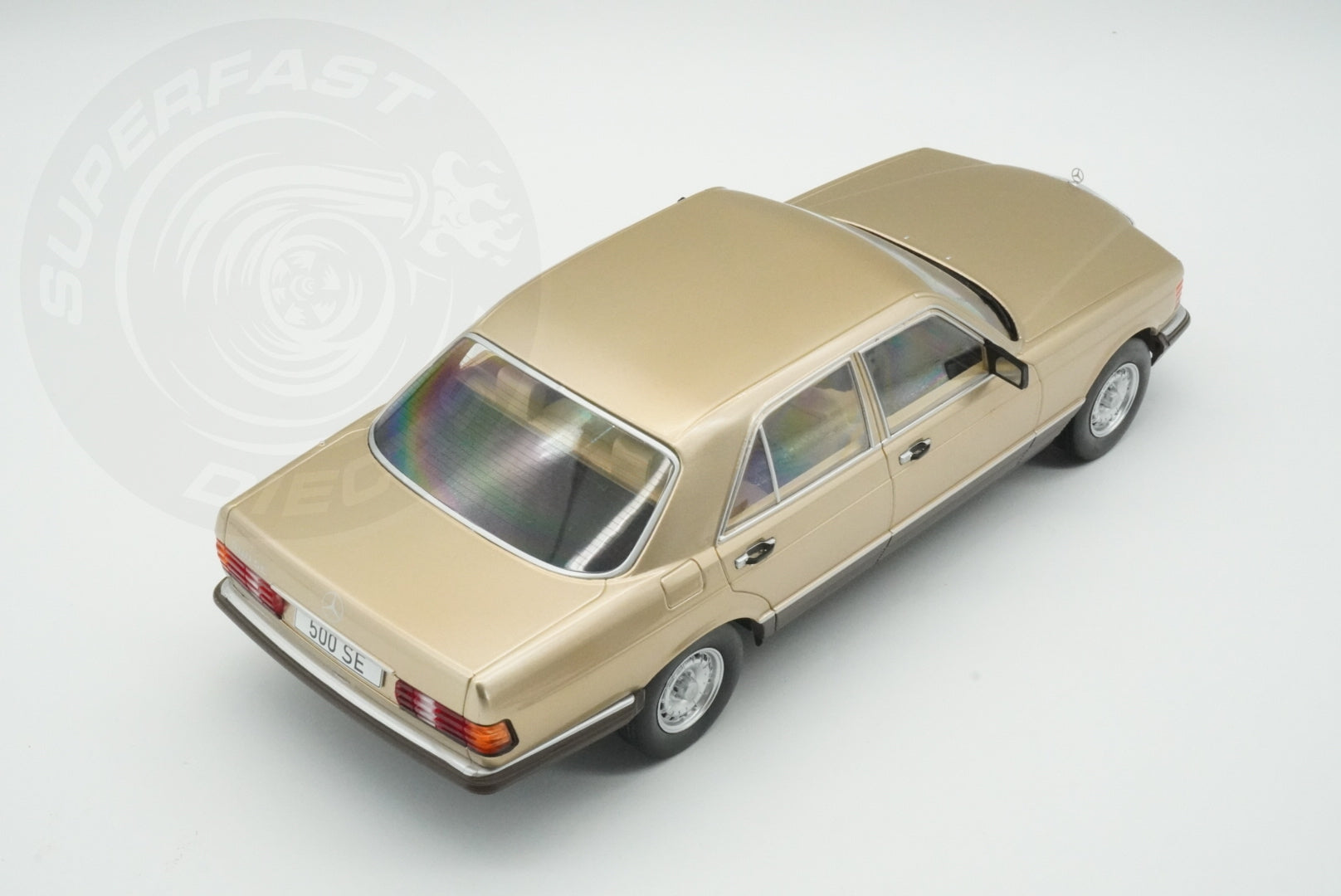 MCG 1:18 Scale Diecast Model Car - 1972 Mercedes S-Class 500 SE (W126), Beige - MCG18550