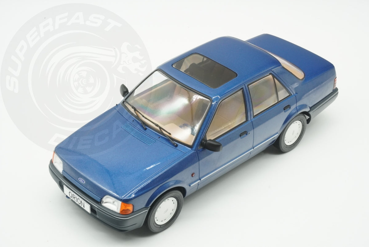 MCG 1:18 Scale Diecast - Ford Orion Mk II Basic Version LHD with Hub Caps, Blue - MCG18490
