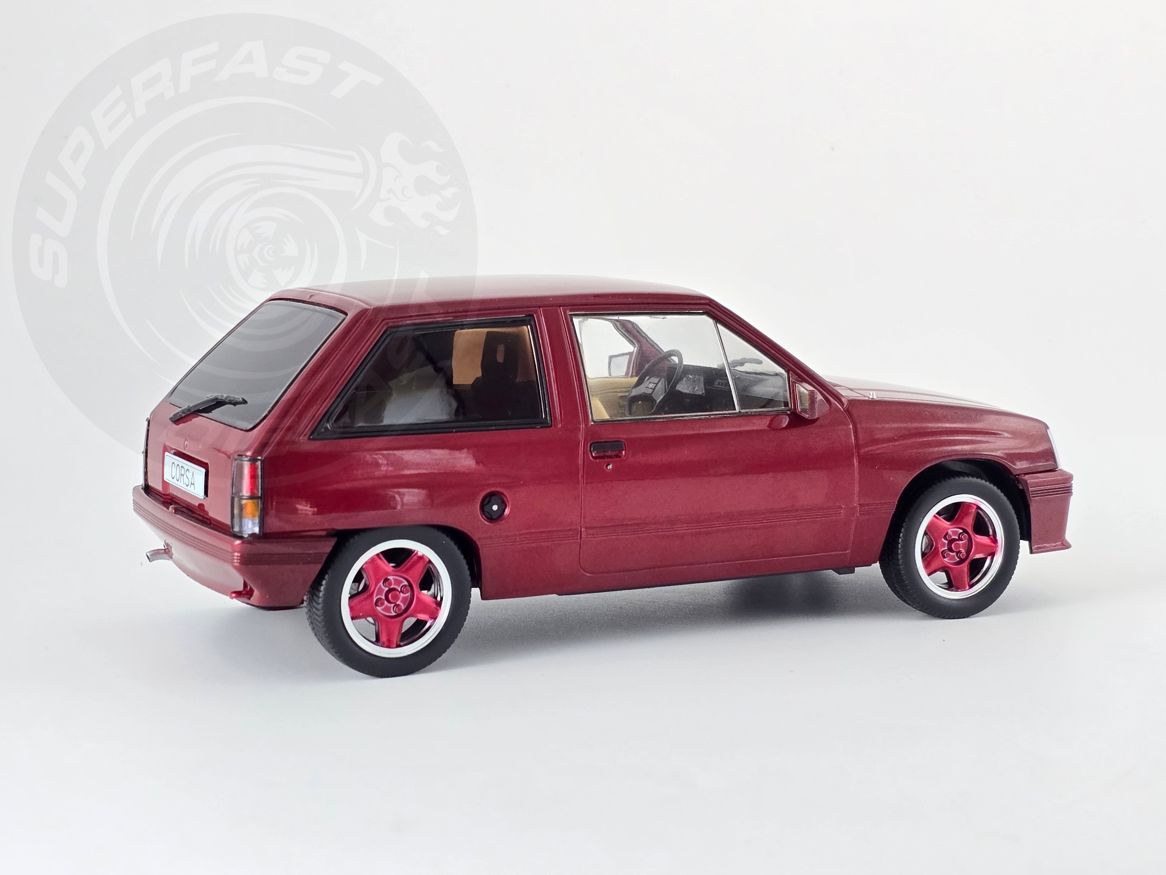 MCG 1:18 Scale Diecast - 1983 Opel Corsa A Custom (Vauxhall Nova) , Dark Red - MCG18433