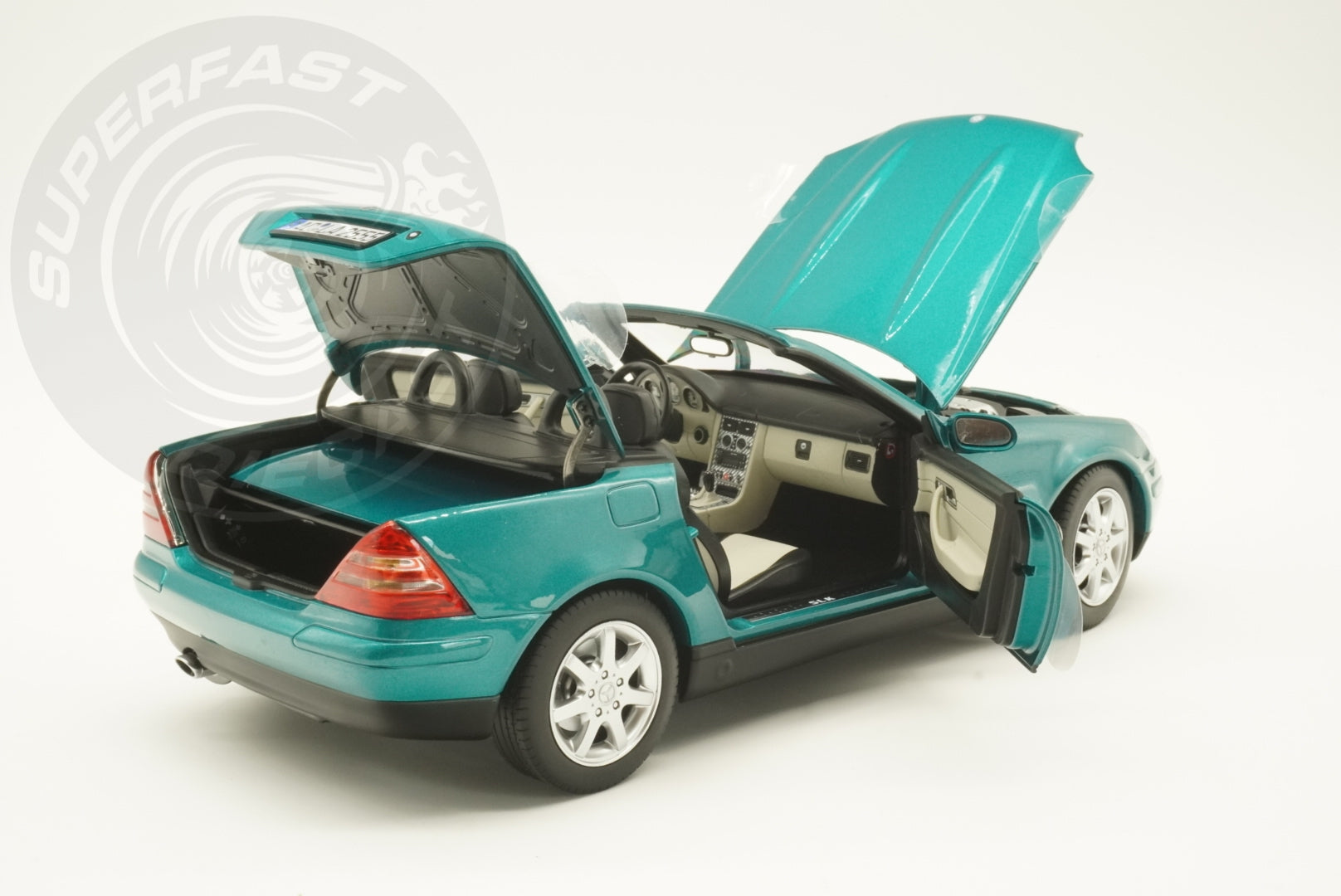 Norev 1:18 Scale Diecast Car - 1996 Mercedes Benz SLK, Vivianit Green - 183021