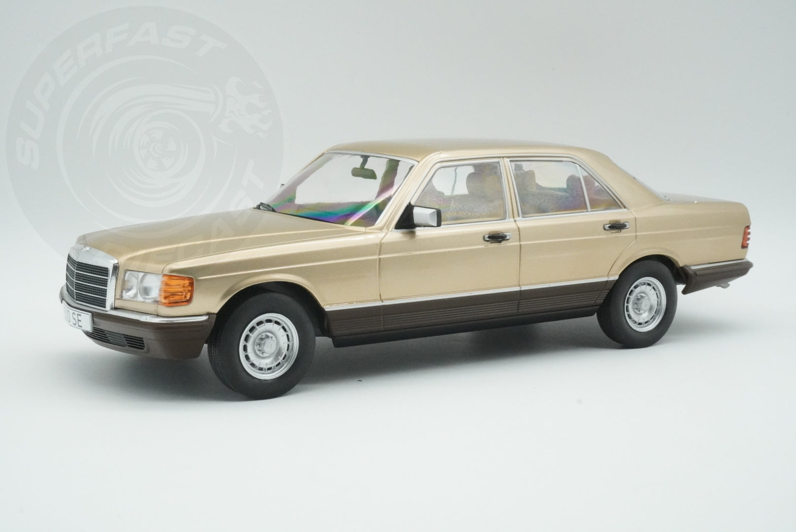 MCG 1:18 Scale Diecast Model Car - 1972 Mercedes S-Class (W116), Beige - MCG18550