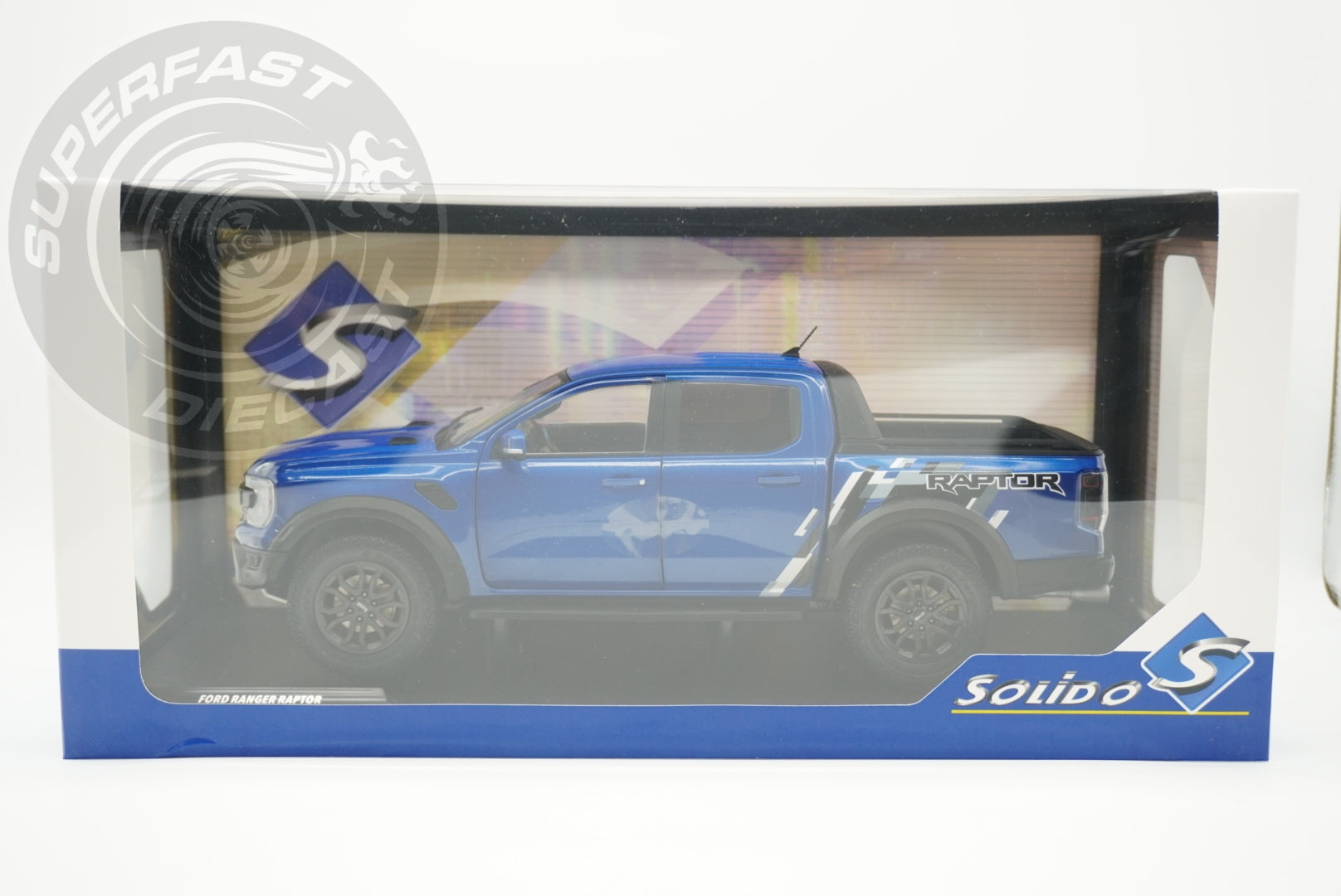 SOLIDO 1:18 Scale - 2024 Ford Ranger Raptor, Lightning Blue - S1813902