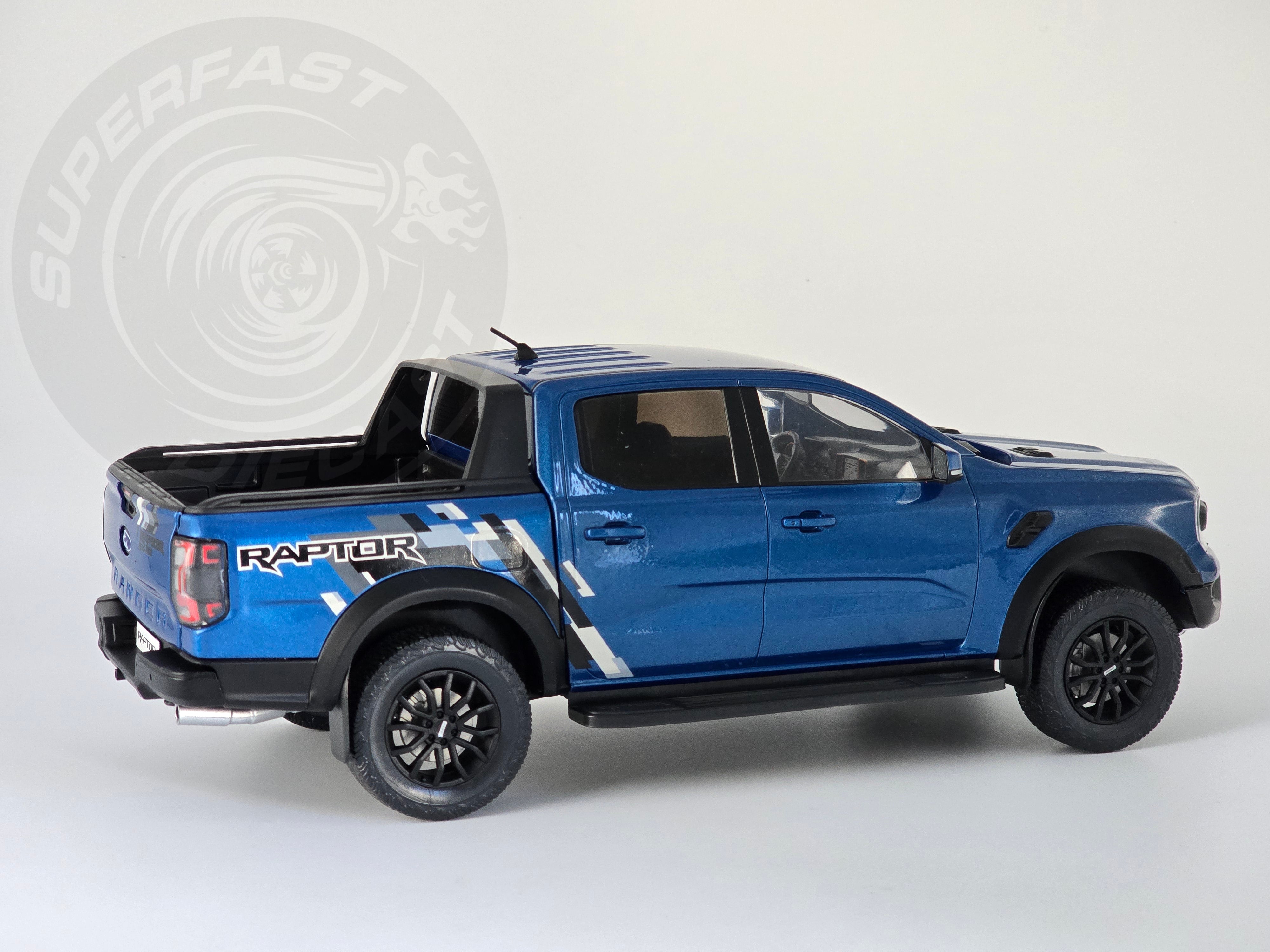 MCG 1:18 Scale Diecast Model Car -  2023 Ford Ranger Raptor, Metallic Blue