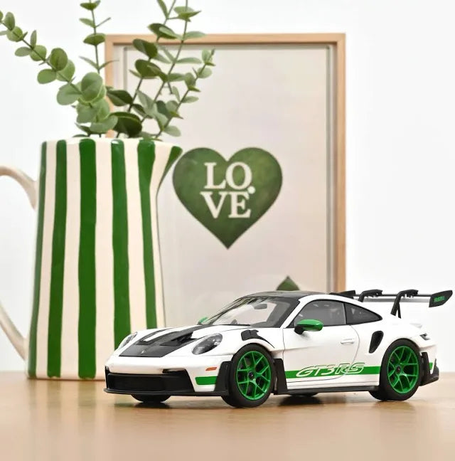 Norev 1:18 Scale Diecast Model Car - 2022 Porsche 911 (992) GT3 RS “Carrera RS Tribute” White and Python Green  - 187372
