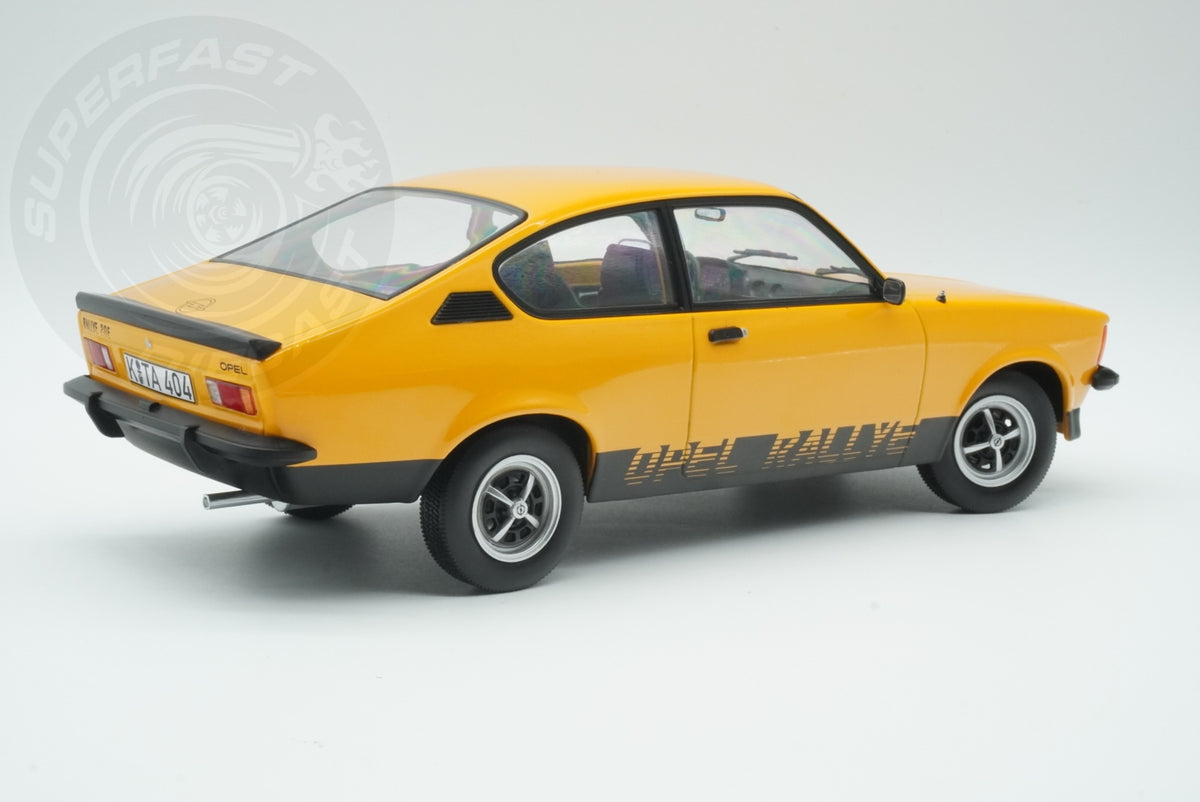 Norev 1:18 Scale Diecast Model Car - 1978 Opel Kadett C Coupe 2.0 E Rallye in Brilliant Ochre - 183659
