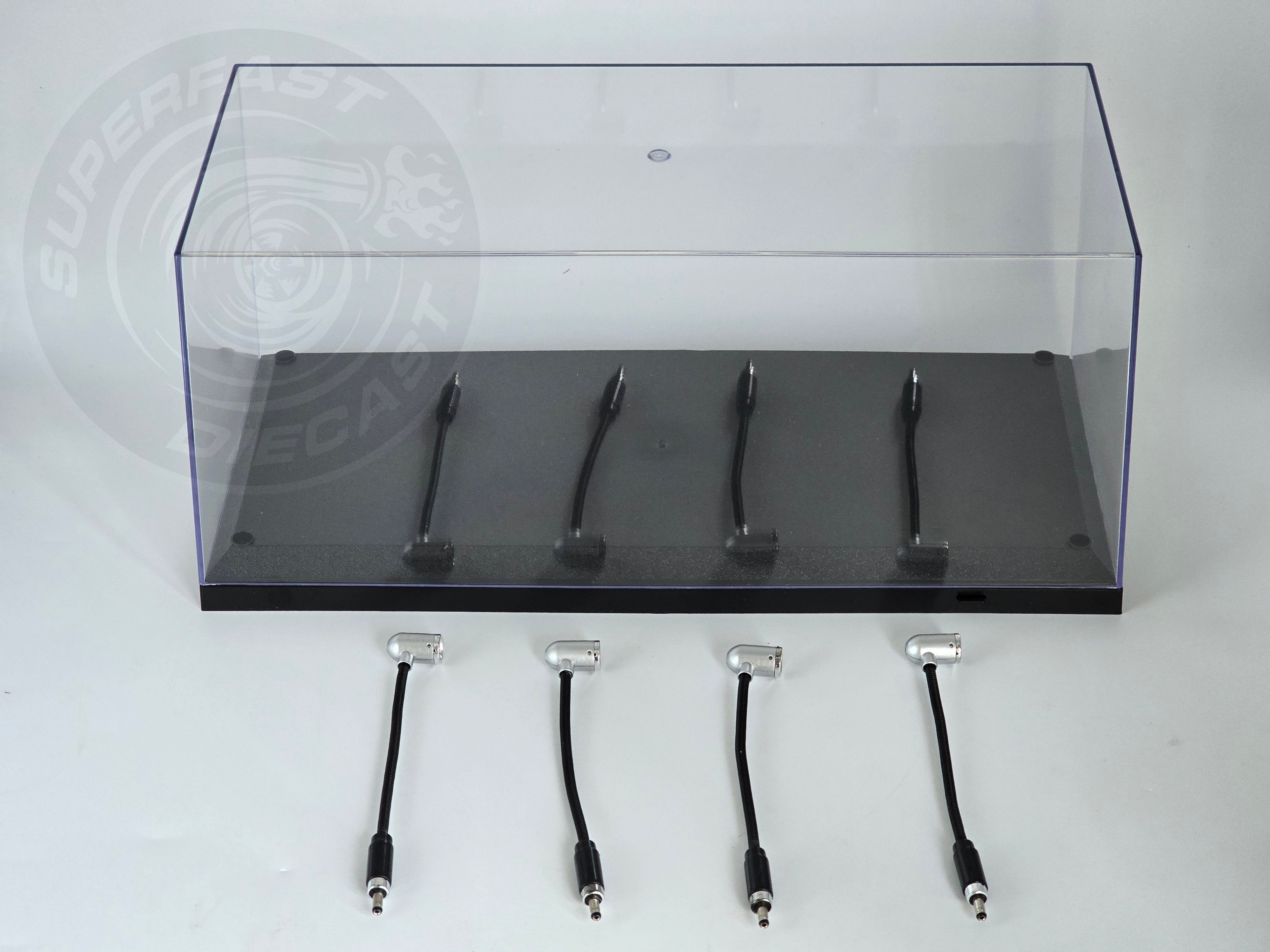 Triple 9 - 1:18 LED DISPLAY CASE, 4 ADJUSTABLE LIGHTS 35.5 X 15.6 X 16CM WITH BLACK BASE - T9-189910