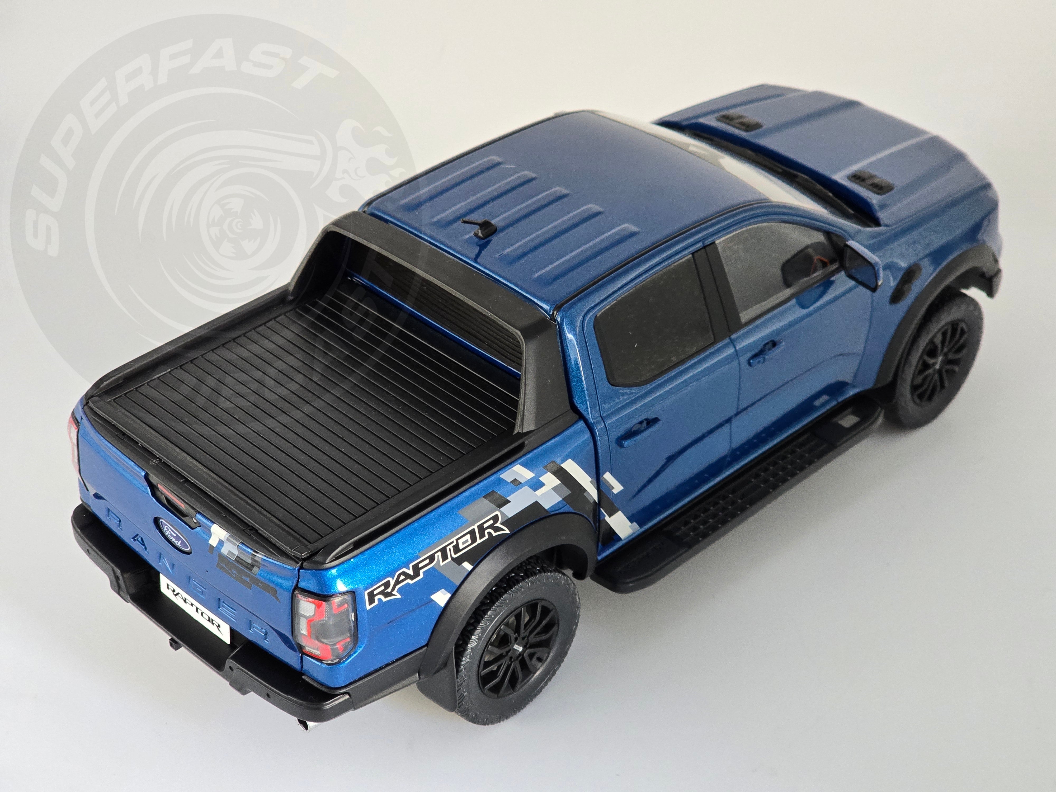 MCG 1:18 Scale Diecast Model Car -  2023 Ford Ranger Raptor, Metallic Blue