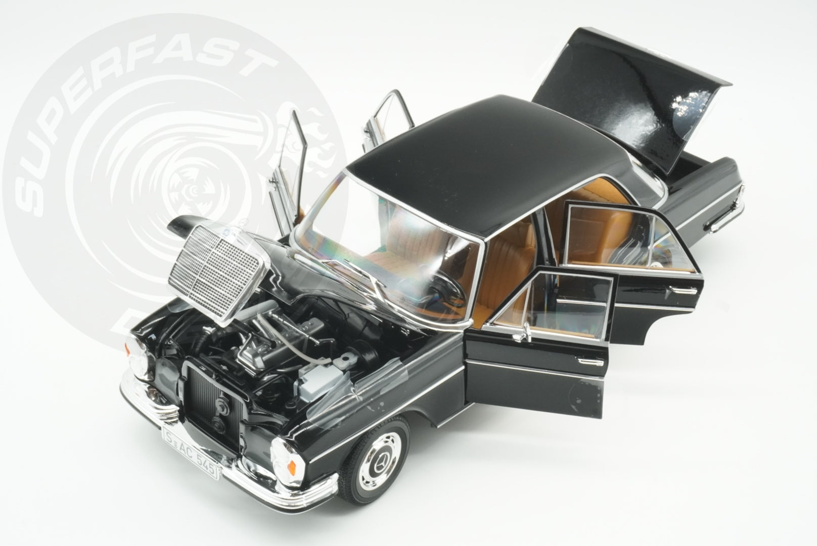 Norev 1:18 Scale Diecast Car - 1968 Mercedes Benz 280 SE, Type W108, Black - 183360