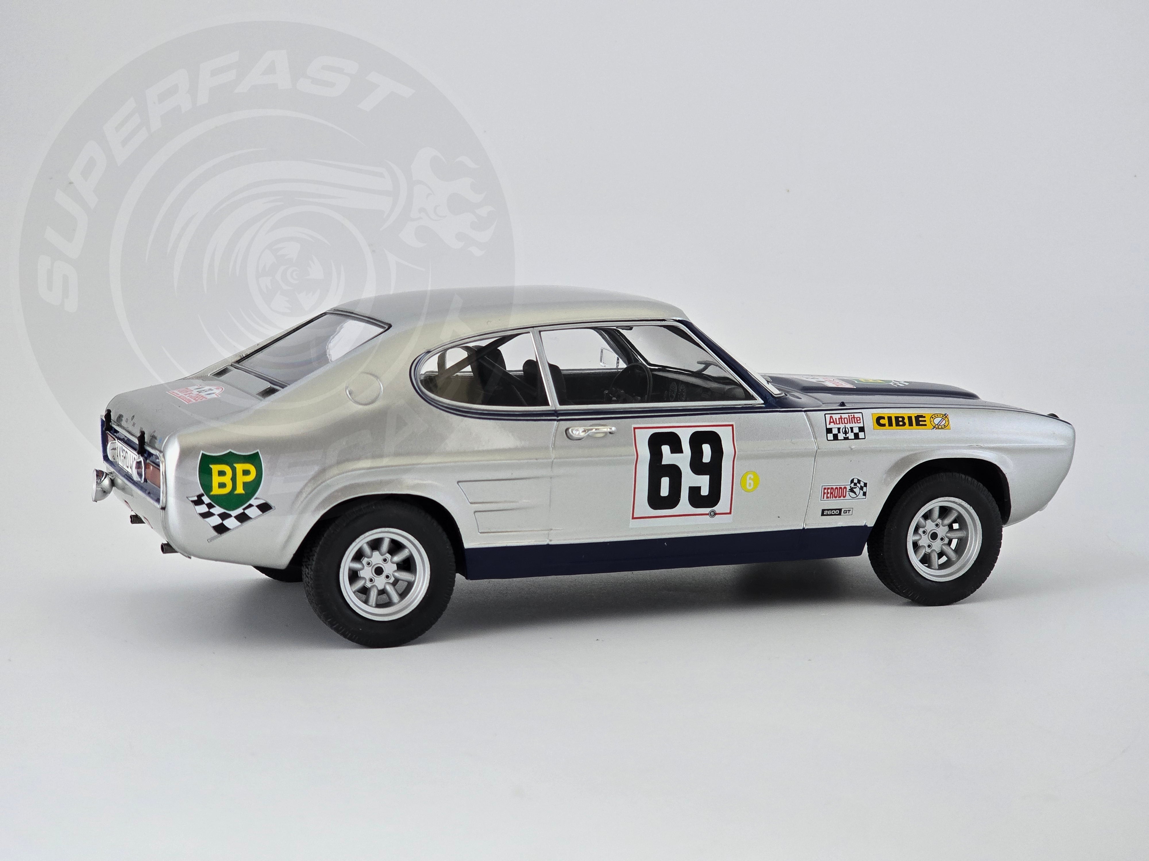 MCG 1:18 Scale Diecast - Ford Capri MK1 #69 Tour De Corse 1969, Silver - MCG18298R