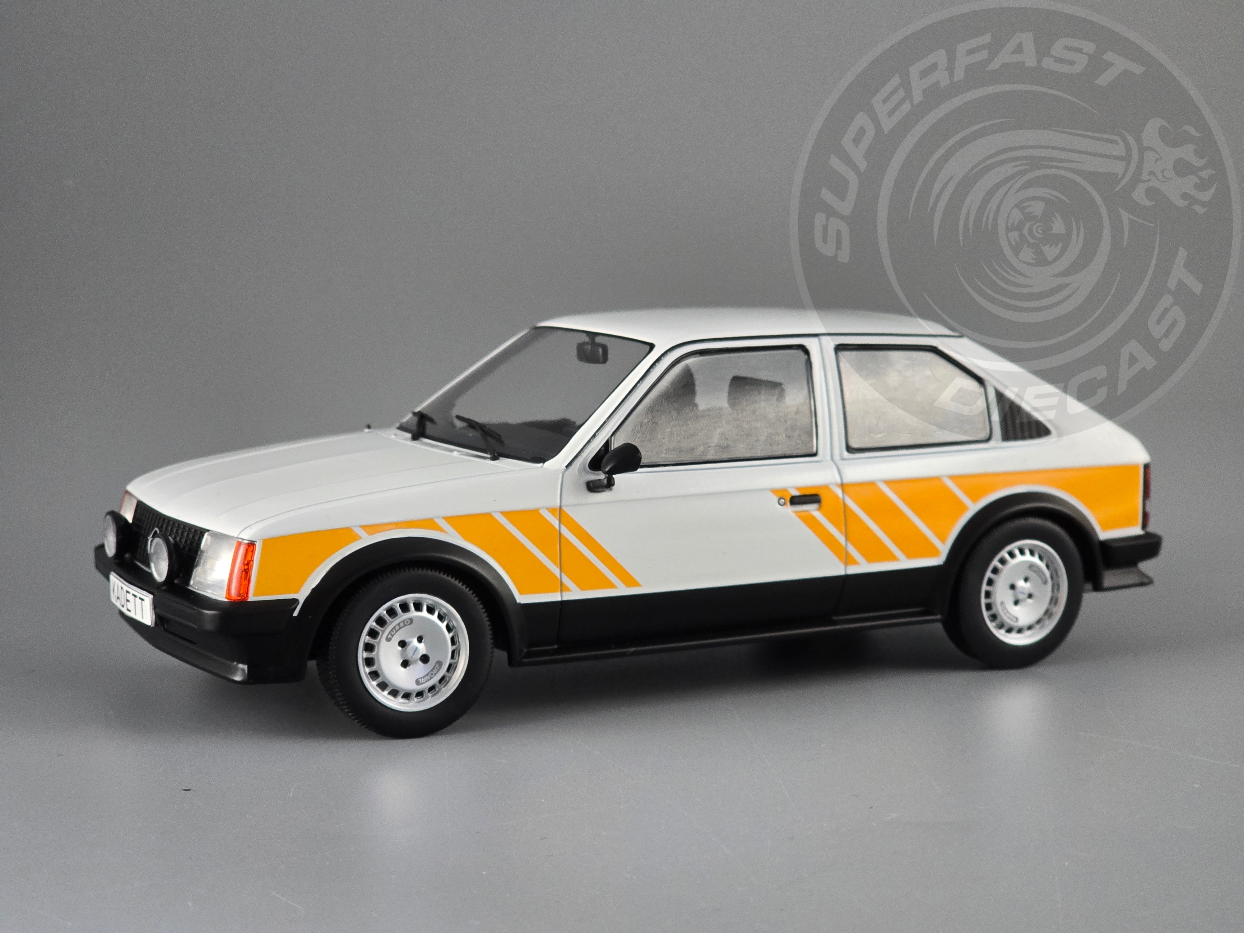 MCG 1:18 Scale Diecast Model Car - Opel Kadett D SR (Vauxhall Astra mk1) White/Yellow - MCG18534