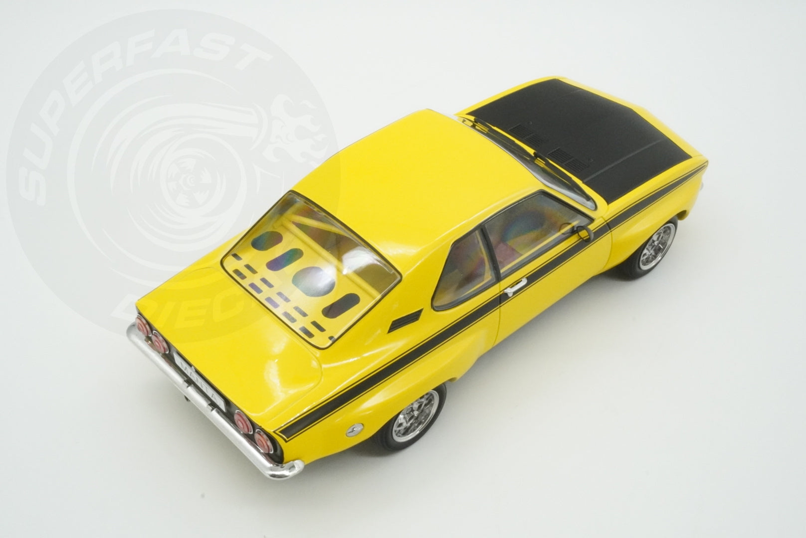 MCG 1:18 Scale Diecast - 1974 Opel Manta A Irmscher, Yellow/Black- MCG18426