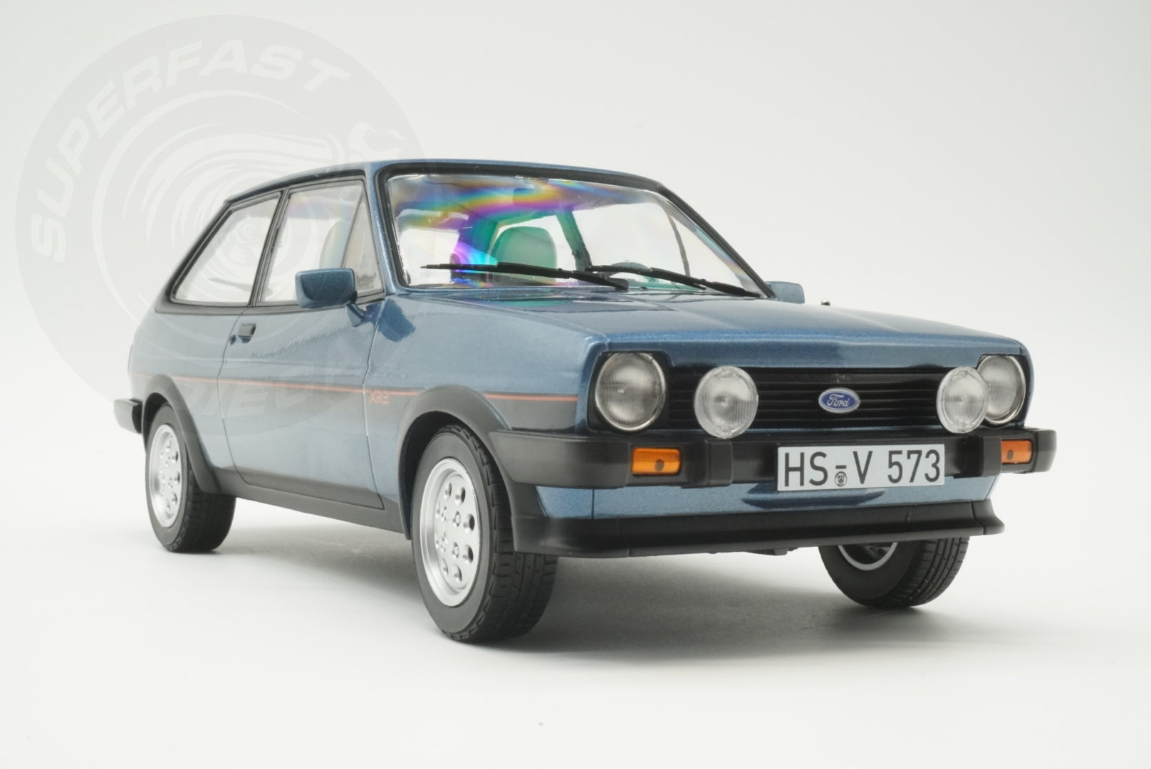 NoRev 1:18 Scale Diecast Model Car, 1981 Ford Fiesta Mk 1 XR2, Blue Metallic - NV182744