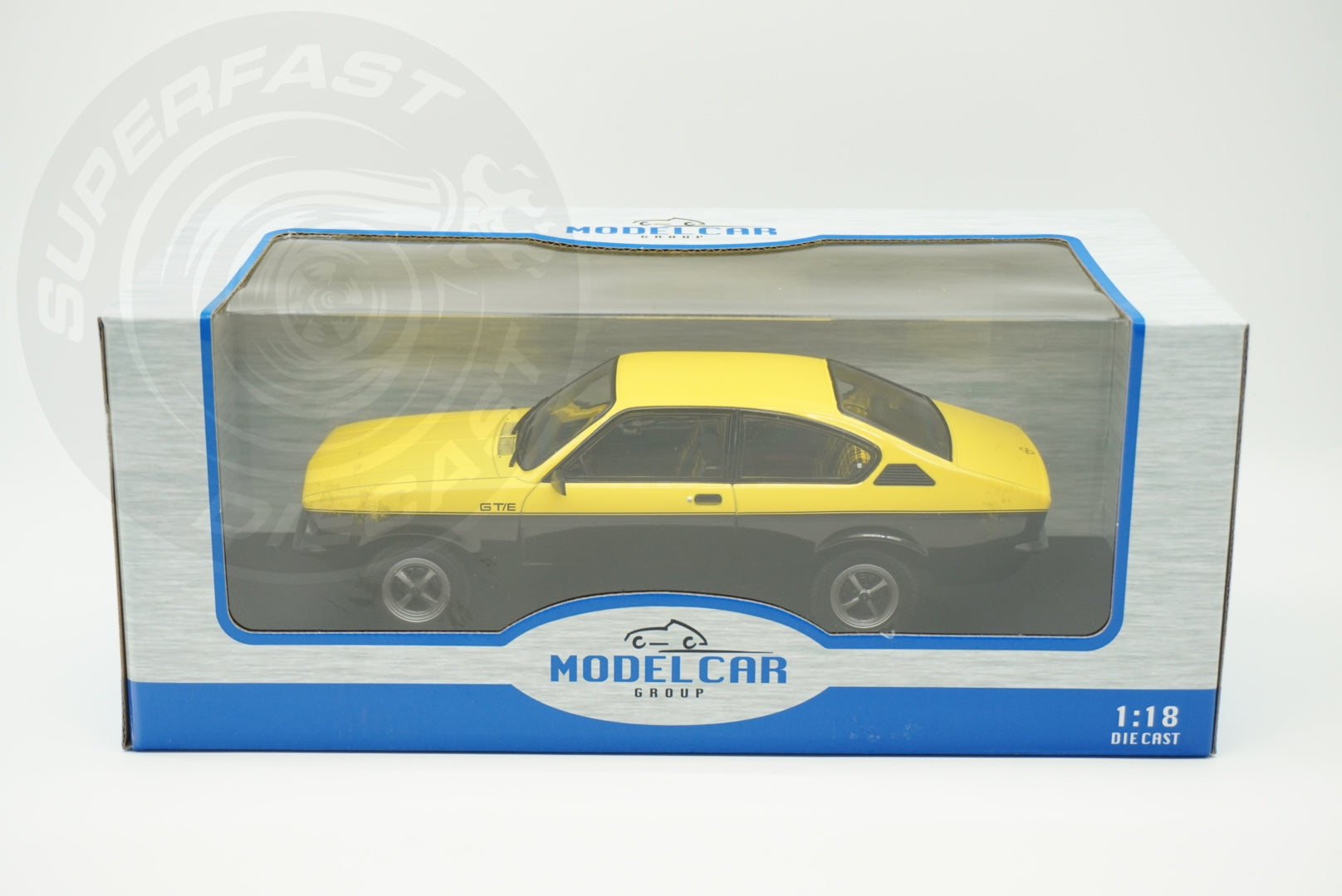 MCG 1:18 Scale Diecast - 1975 Opel Kadett C Coupe GTE in Yellow/Black - MCG18598