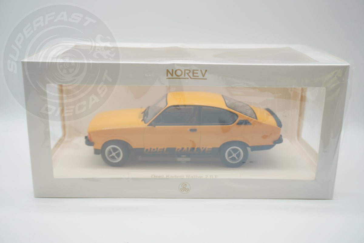 Norev 1:18 Scale Diecast Model Car - 1978 Opel Kadett C Coupe 2.0 E Rallye in Brilliant Ochre - 183659