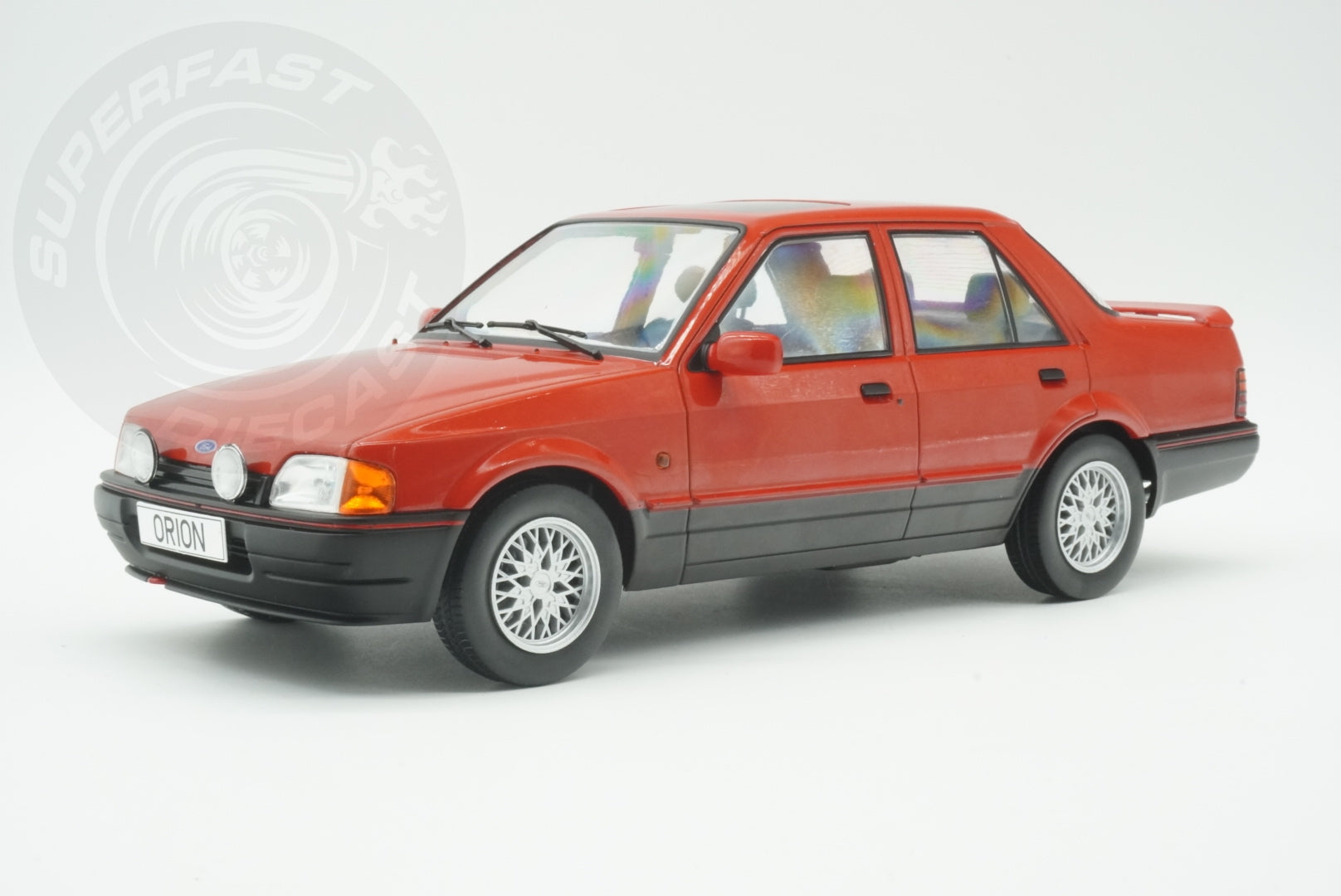 MCG 1:18 Scale Diecast - Ford Orion Mk II 1600E LHD with Multispoke Alloys, Red - MCG18488