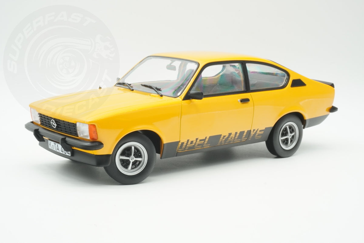Norev 1:18 Scale Diecast Model Car - 1978 Opel Kadett C Coupe 2.0 E Rallye in Brilliant Ochre - 183659