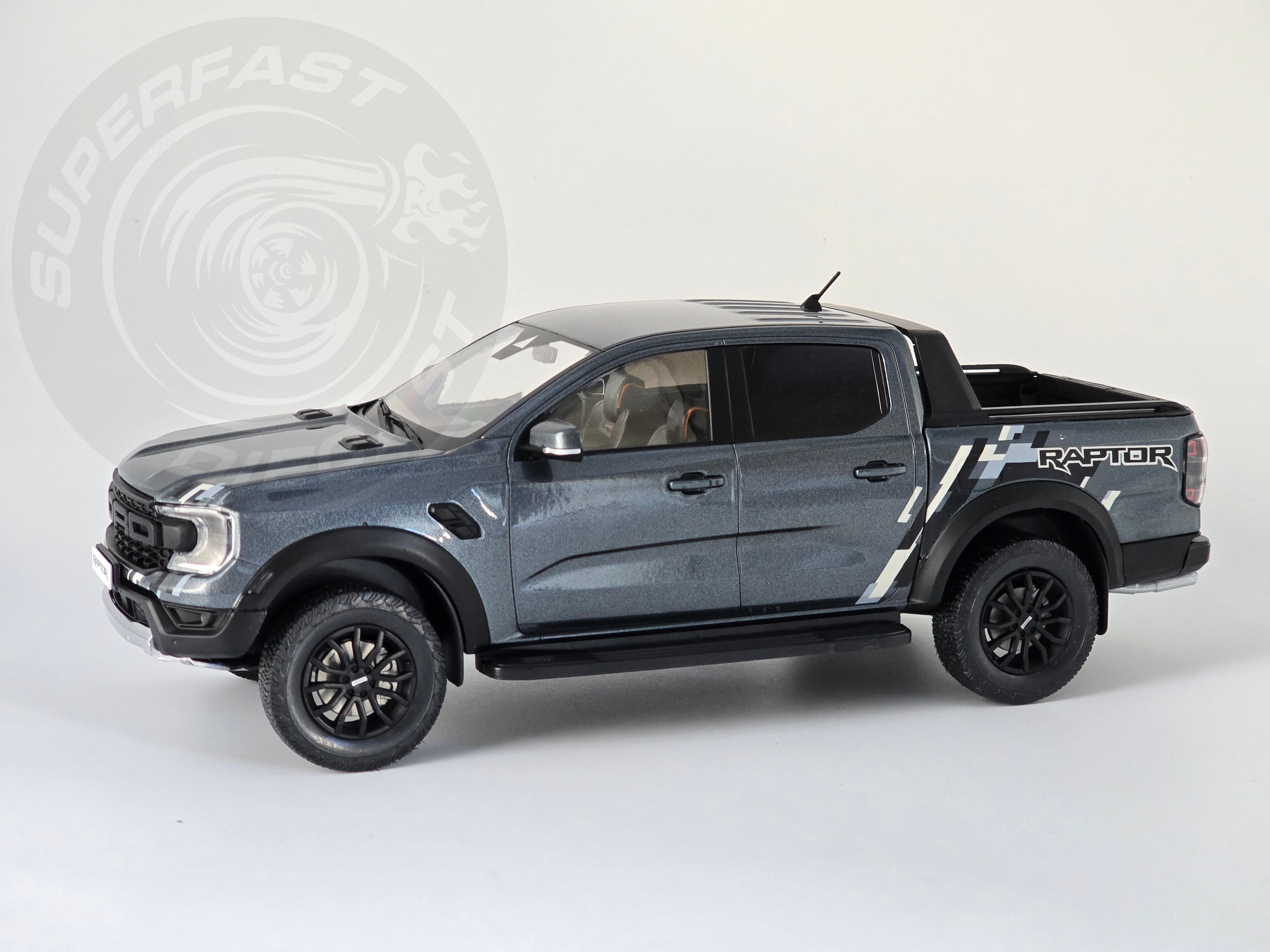 MCG 1:18 Scale Diecast Model Car -  2023 Ford Ranger Raptor, Metallic Grey
