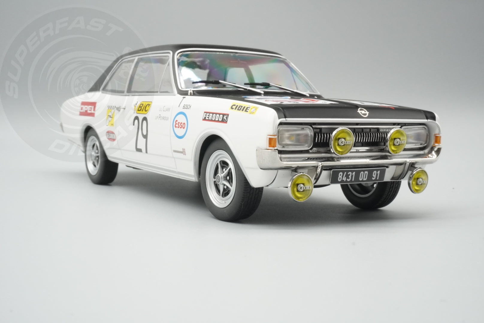 MCG 1:18 Scale Diecast - Opel Commodore Tour de France Automobile, 1971, #29, J.L.Clarr/J.P.Peyroux, White/Black - MCG18562