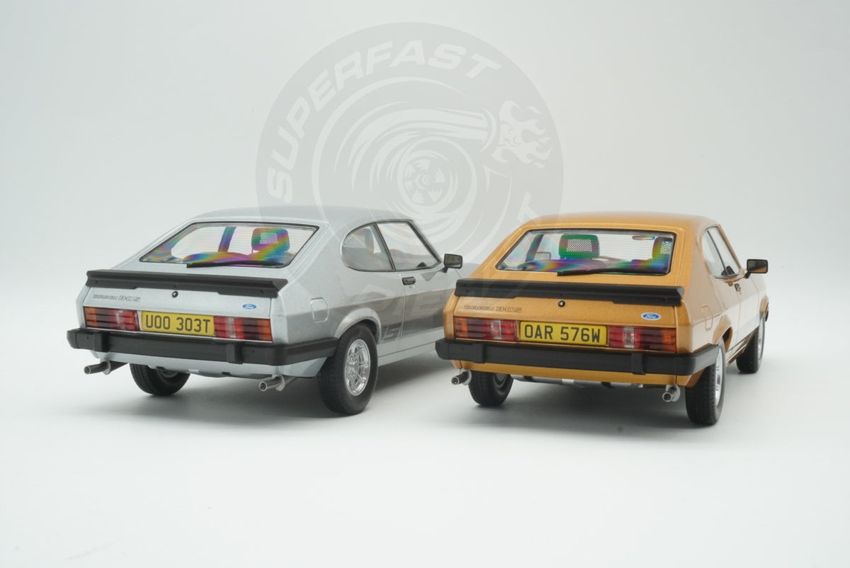 MCG 1:18 Scale Diecast - Ford Capri Mk III (RHD UK Exclusive - The Professionals) , Gold and Silver (Both models)
