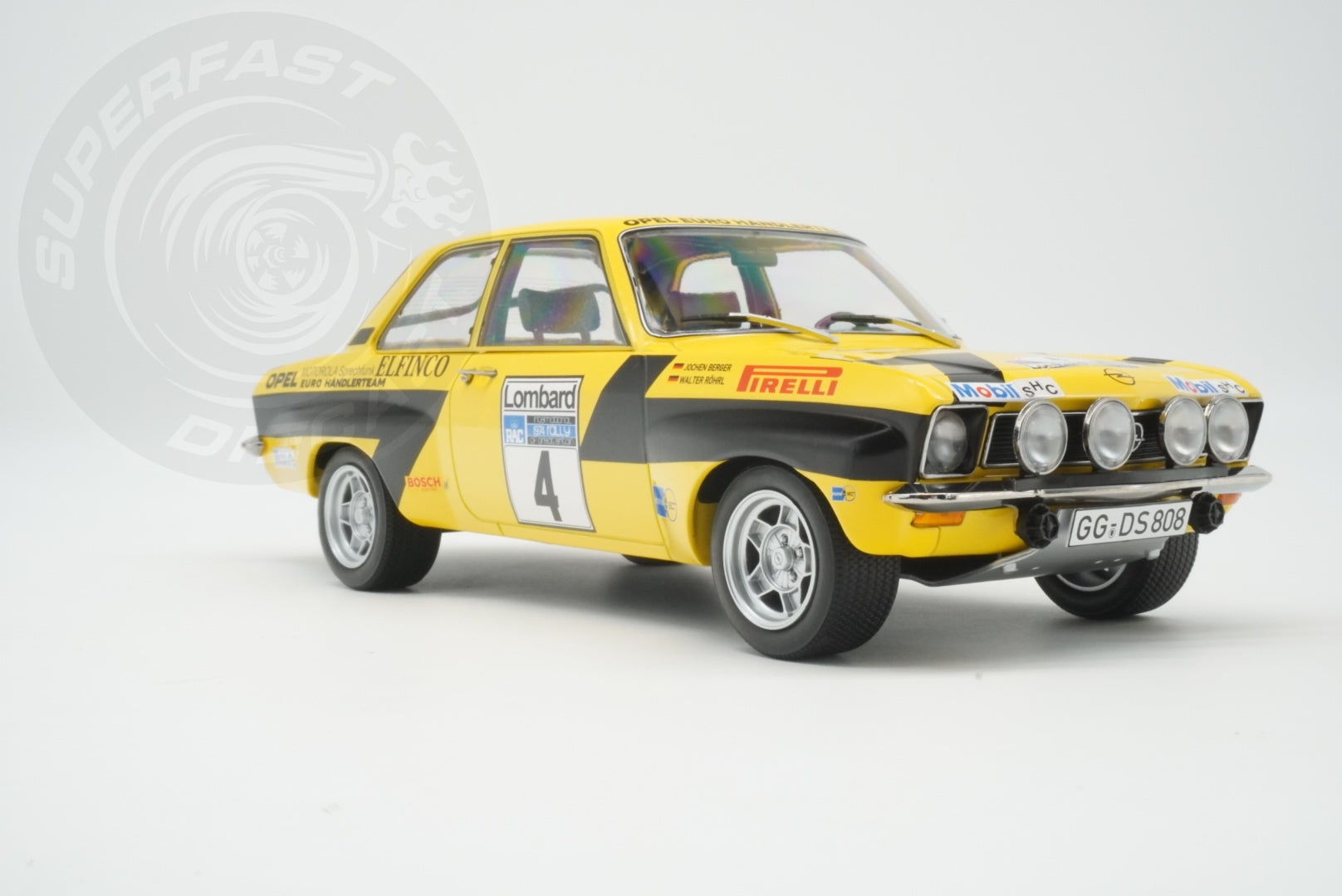MCG 1:18 Diecast - Opel Ascona A, RAC Rally, 1975, #4, W.Röhrl/C.Geistdörfer, Yellow/Black - MCG18345R