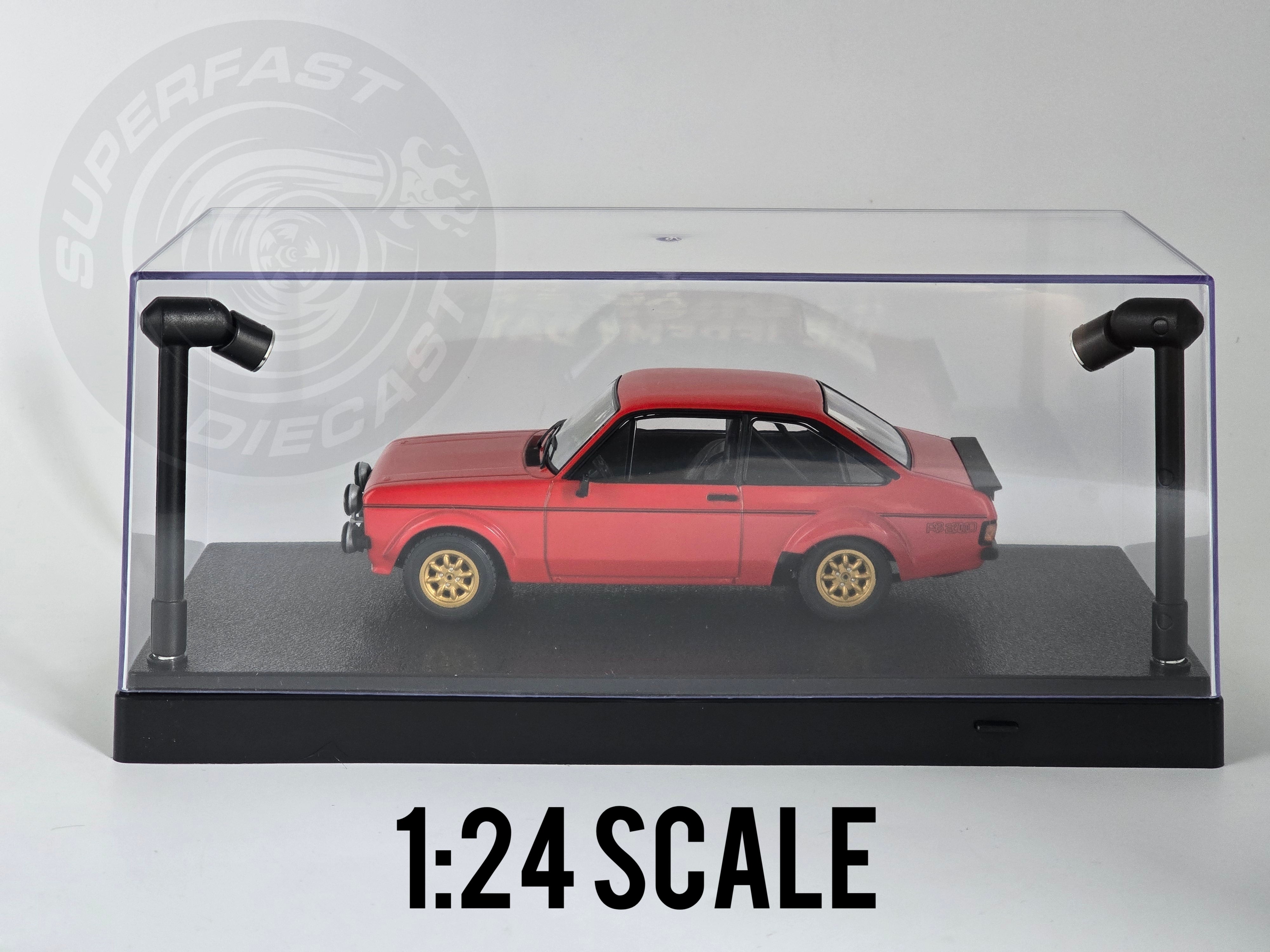 Triple 9 - 1:24, 1:43, 1:64 LED DISPLAY CASE, 2 ADJUSTABLE LIGHTS 27 X 12.5 X 12CM WITH BLACK BASE - T9-439905BK