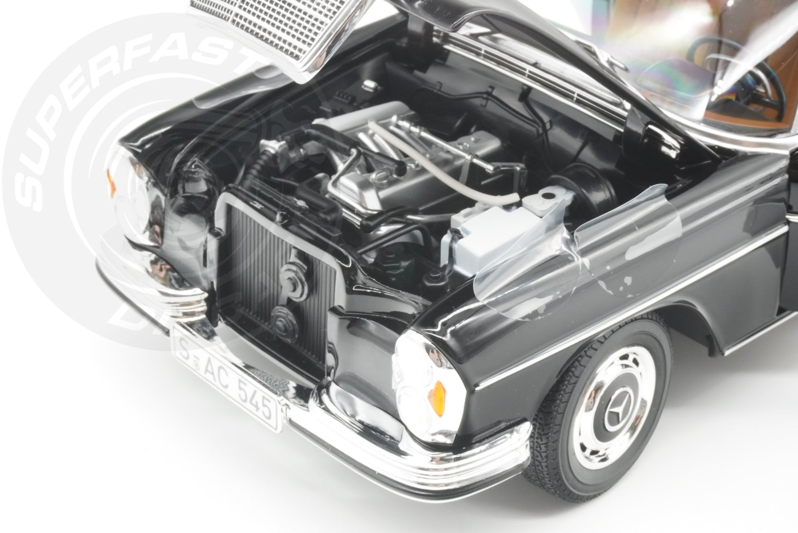Norev 1:18 Scale Diecast Car - 1968 Mercedes Benz 280 SE, Type W108, Black - 183360