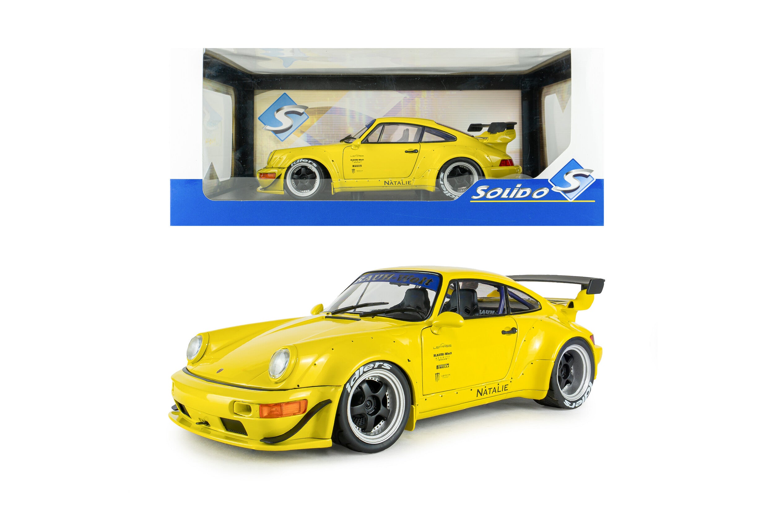 SOLIDO 1:18 Scale Diecast - 2023 Porsche 911 RWB Natalie, Yellow - S1807518