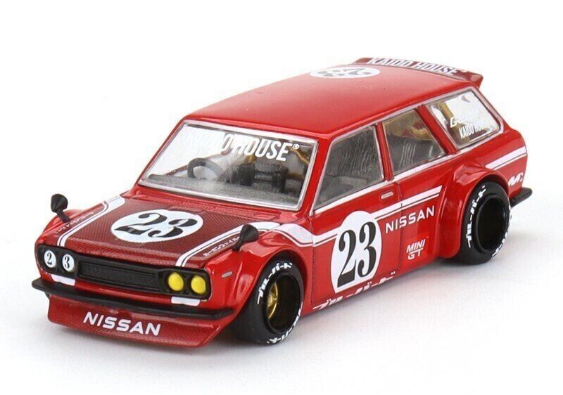 Mini GT 1:64 Scale Kaido House Datsun Kaido 510 Wagon Carbon Fiber V2 - Red - KHMG063