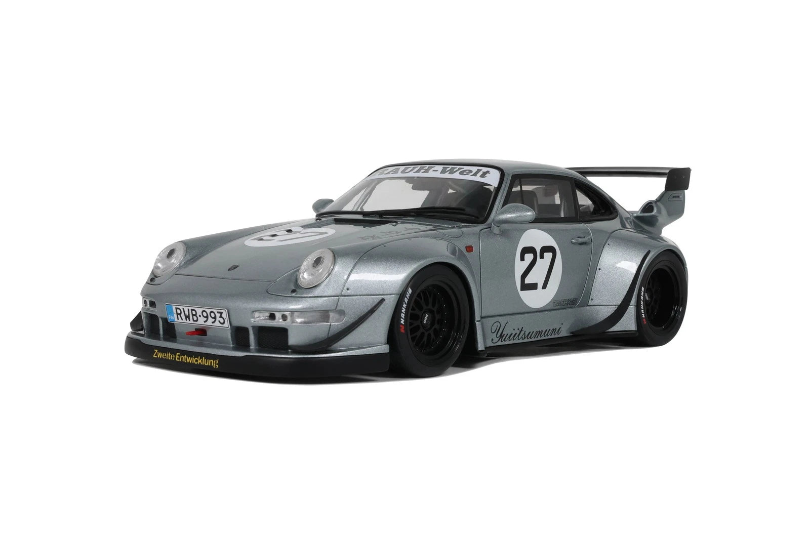 GT Spirit 1:18 Scale Resin, 2024 Porsche 911 RWB Yuiitsumuni - Silver - GT522