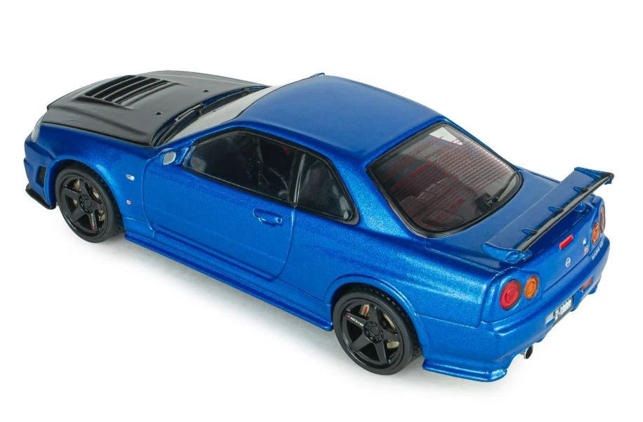 SOLIDO 1:43 Diecast, 2005 Nissan Skyline GT-R (BNR34) with Nismo Parts, Bayside Blue - S4318202