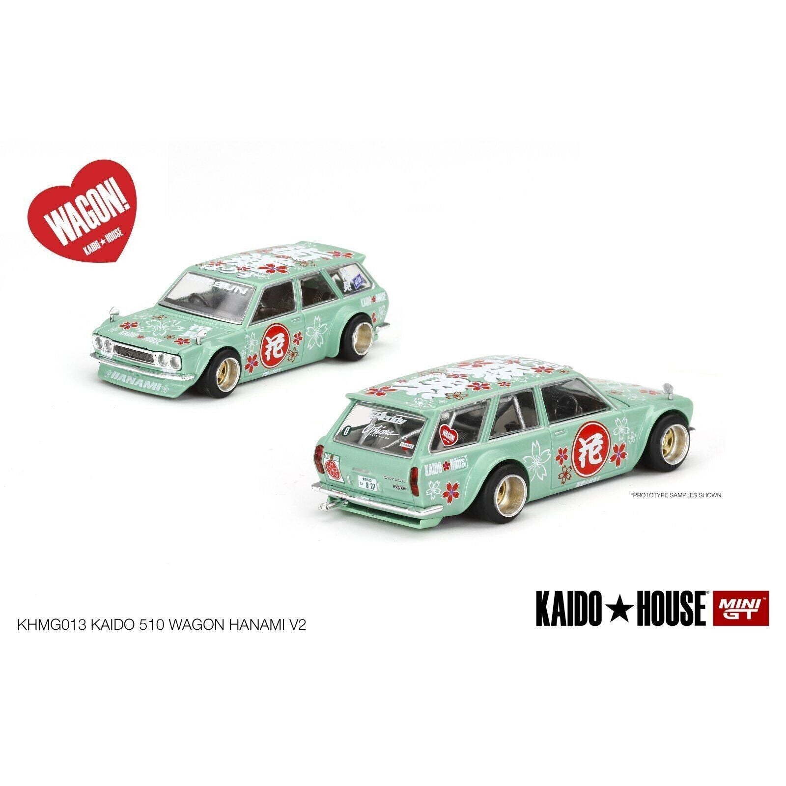 Mini GT 1:64 Scale Kaido House Datsun Kaido 510 Wagon Hanami V2 - Green KHMG013