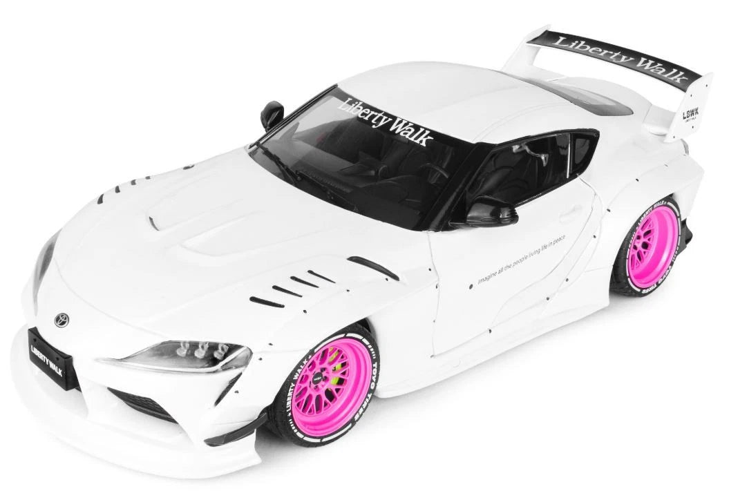 SOLIDO 1:18 Scale - 2025 Toyota GR Supra LB Liberty Walk, White/Pink - S1815502
