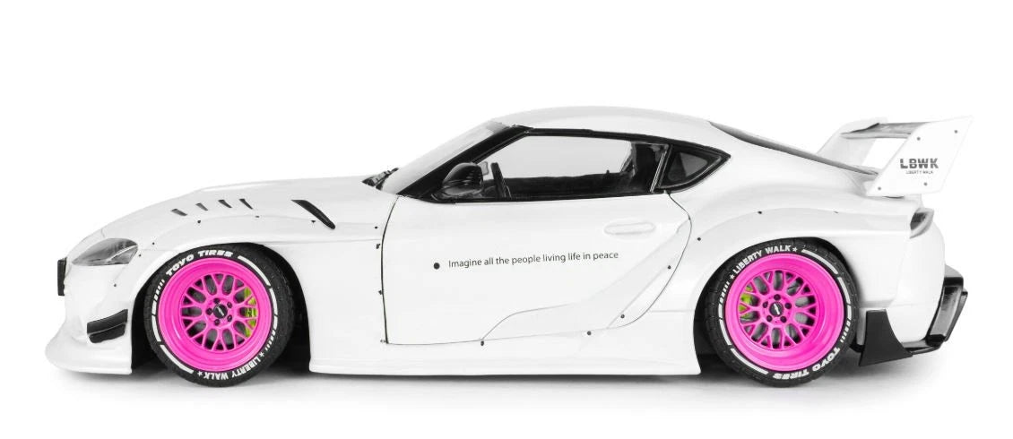 SOLIDO 1:18 Scale - 2025 Toyota GR Supra LB Liberty Walk, White/Pink - S1815502