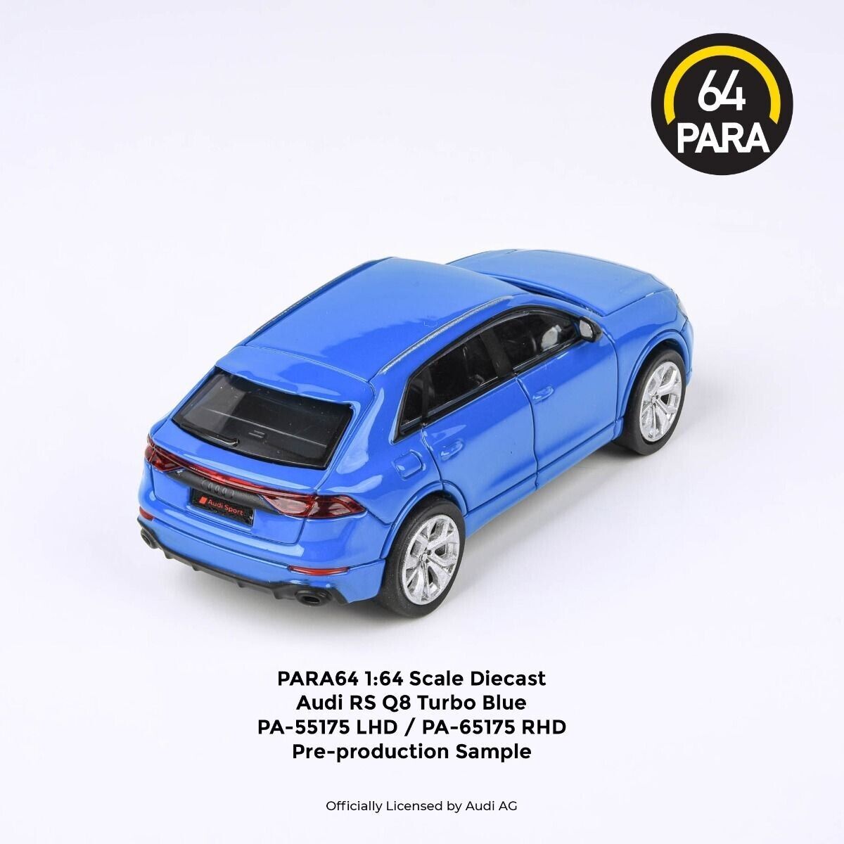 PARA64 1:64 Scale Diecast Model Car - Audi RS Q8 in Turbo Blue - LHD