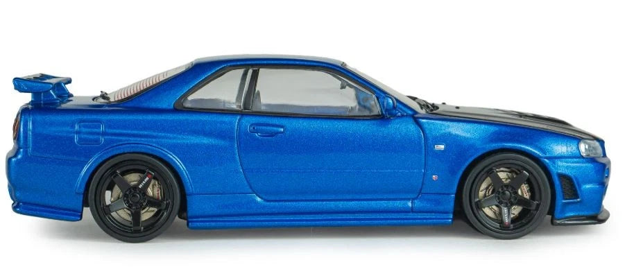 SOLIDO 1:43 Diecast, 2005 Nissan Skyline GT-R (BNR34) with Nismo Parts, Bayside Blue - S4318202