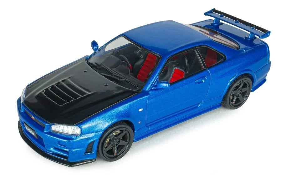 SOLIDO 1:43 Diecast, 2005 Nissan Skyline GT-R (BNR34) with Nismo Parts, Bayside Blue - S4318202