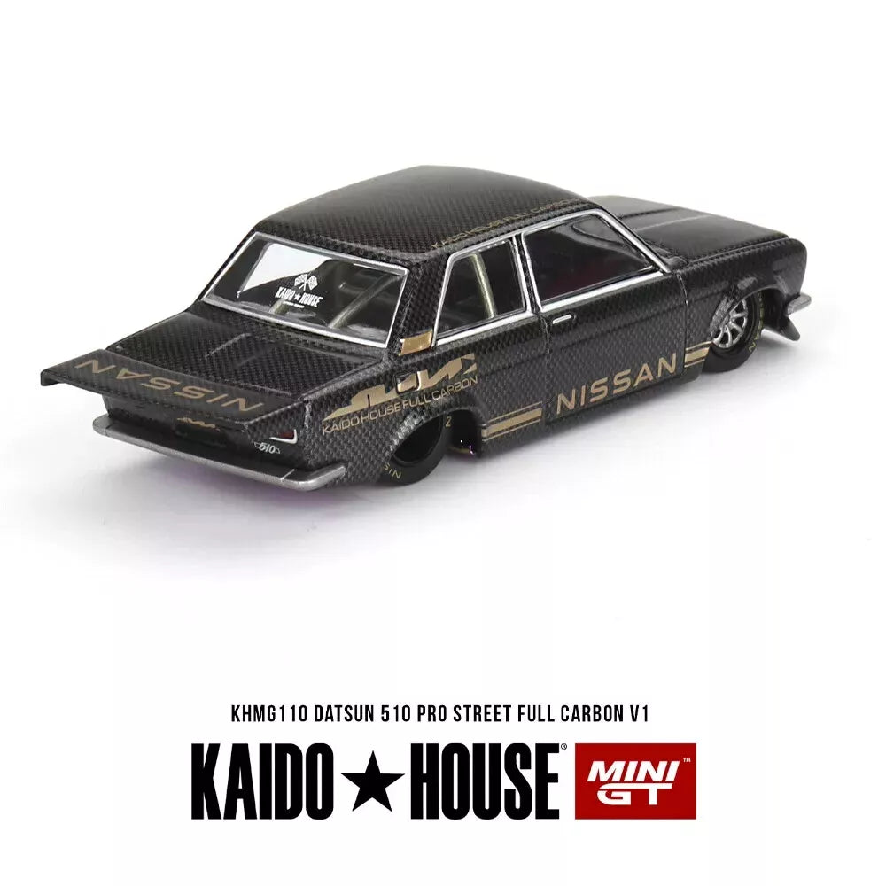 Mini GT 1:64 Scale Kaido House Datsun 510 Pro Street Full Carbon V1 -Black - KHMG110