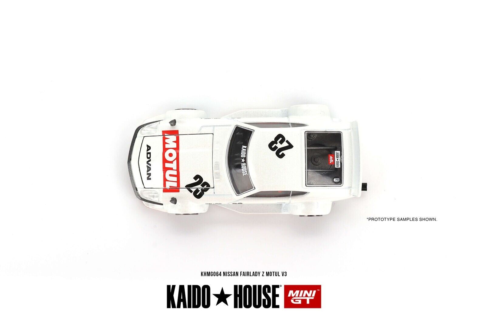 Mini GT 1:64 Scale Kaido House Datsun Fairlady Z Motul V3 White - KHMG064