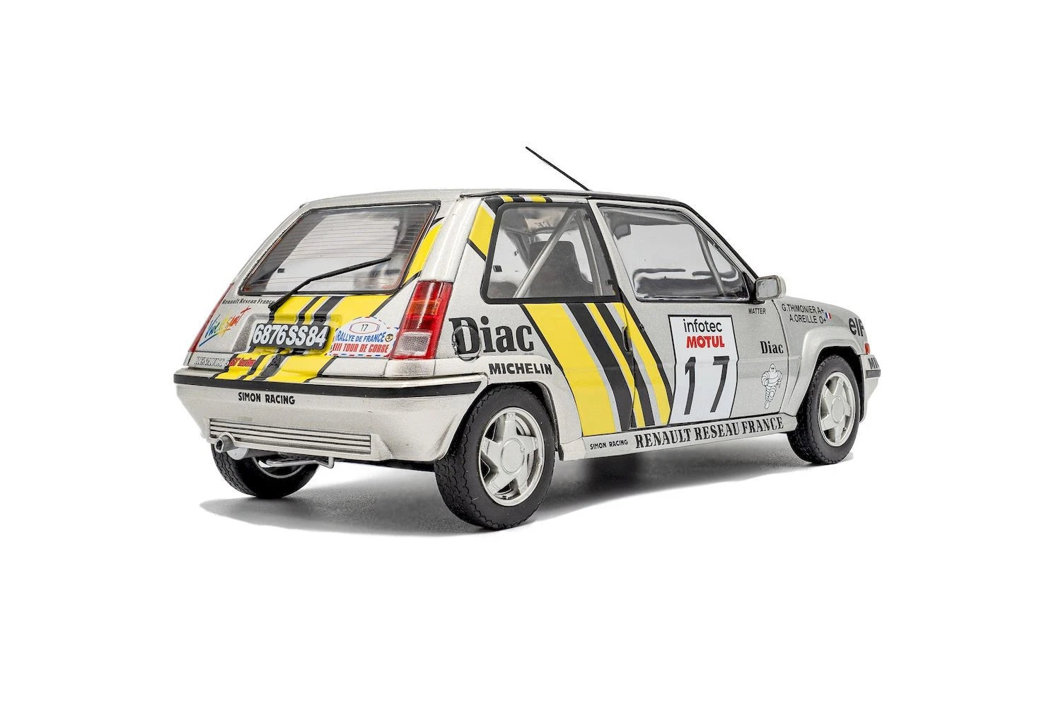SOLIDO 1:18 Diecast - Renault 5 GT Turbo MK2, #17 A. Oreille, Tour de Corse Rally 1989 - S1810005