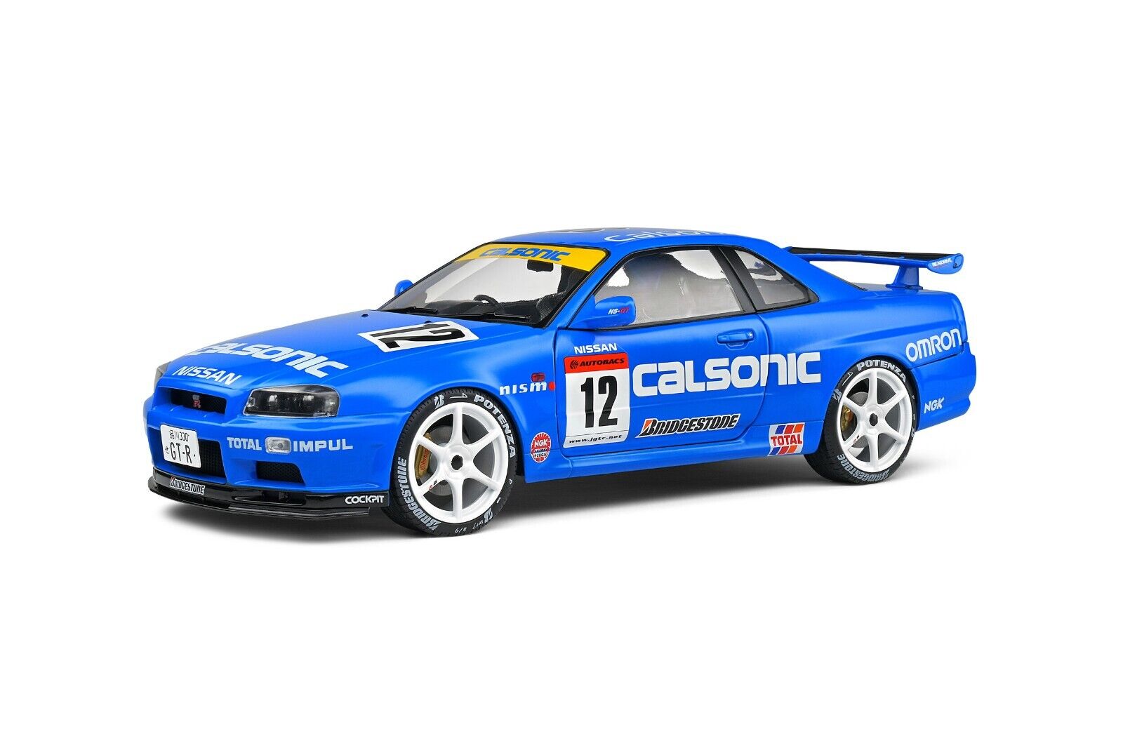 SOLIDO 1:18 Scale Diecast Model Car, Nissan Skyline GT-R (R34) Calsonic Tribute