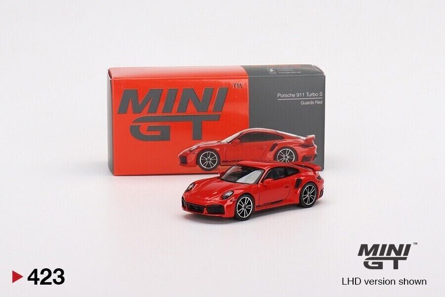 Mini GT 1:64 Diecast Car Porsche 911 Turbo S Guards Red (RHD) 423