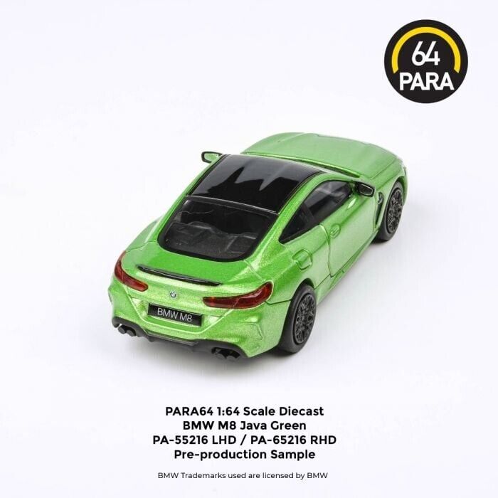 PARA64 1:64 Scale Diecast Model Car - BMW M8 Coupe in Java Green - LHD