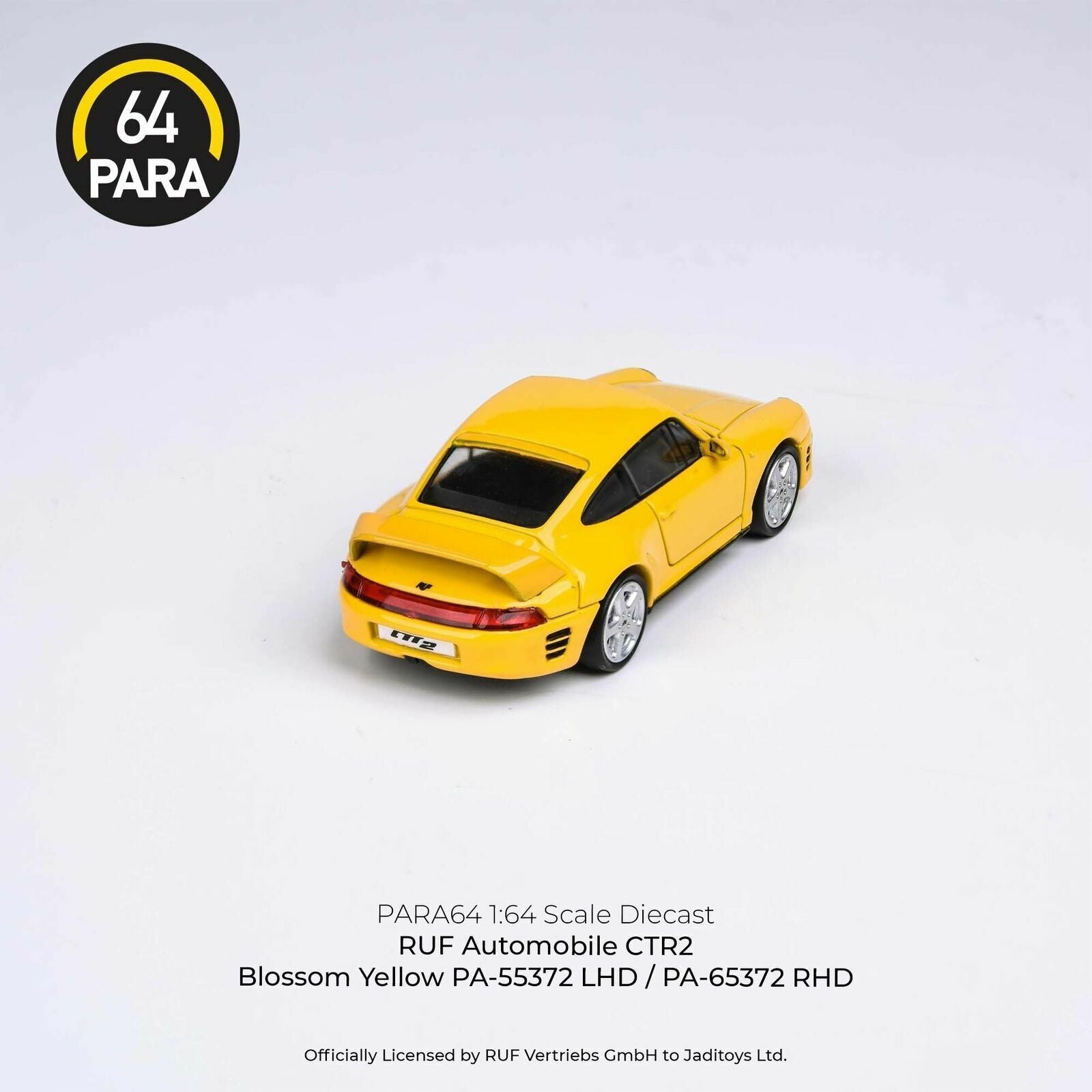 PARA64 1:64 SCALE DIECAST CAR MODEL PORSCHE RUF CTR2 in Blossom Yellow