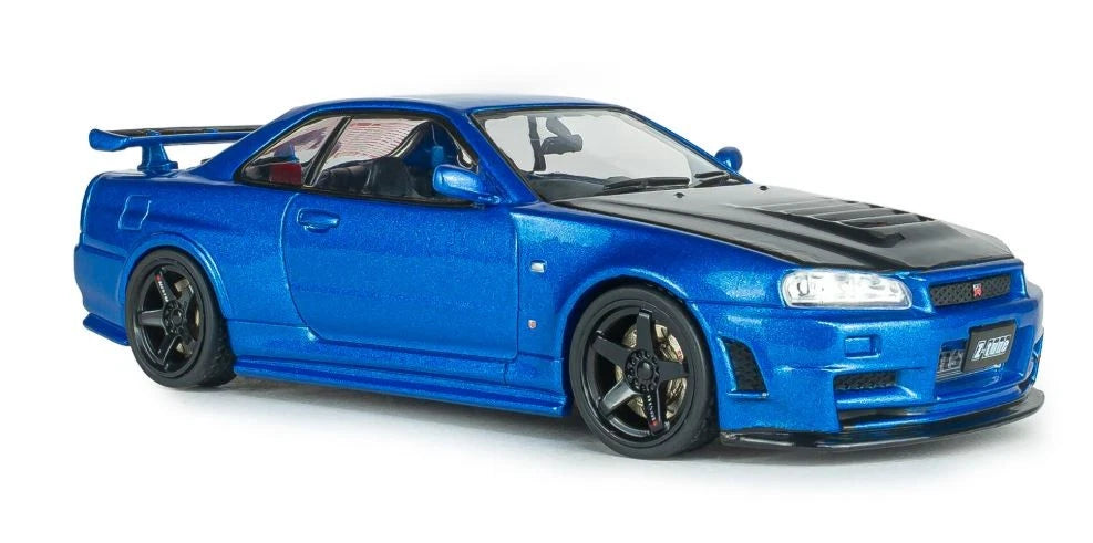 SOLIDO 1:43 Diecast, 2005 Nissan Skyline GT-R (BNR34) with Nismo Parts, Bayside Blue - S4318202