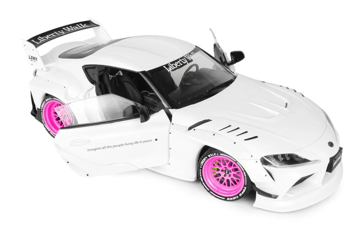 SOLIDO 1:18 Scale - 2025 Toyota GR Supra LB Liberty Walk, White/Pink - S1815502
