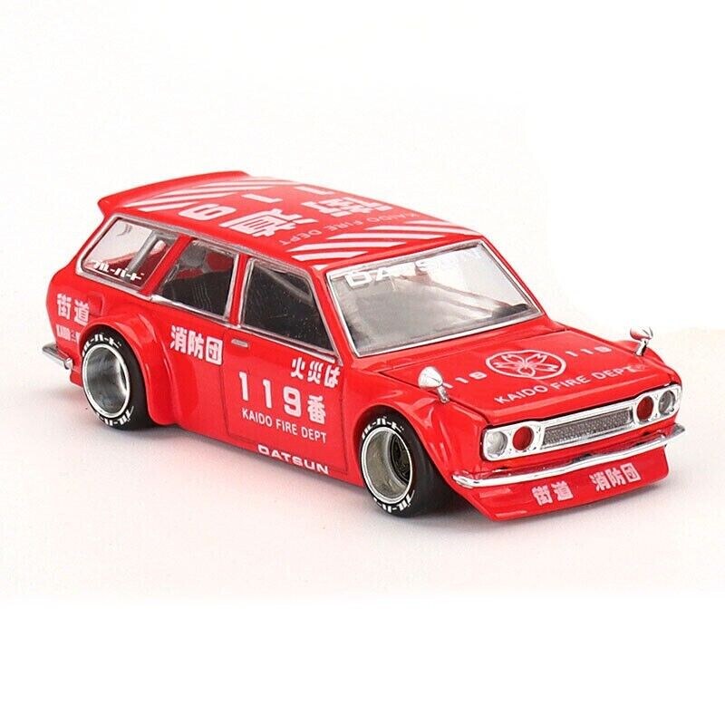 Mini GT 1:64 Scale Kaido House Datsun Kaido 510 Wagon Fire V1, Red - KHMG020