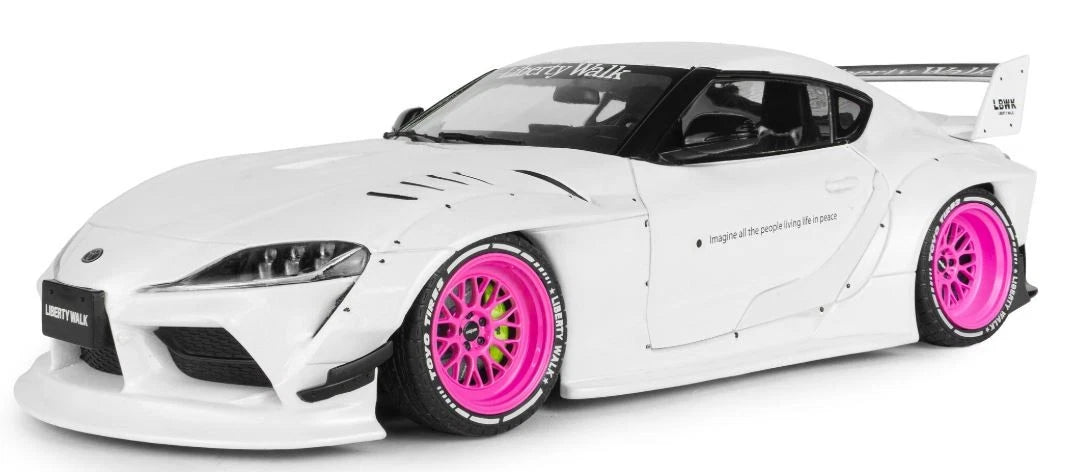 SOLIDO 1:18 Scale - 2025 Toyota GR Supra LB Liberty Walk, White/Pink - S1815502