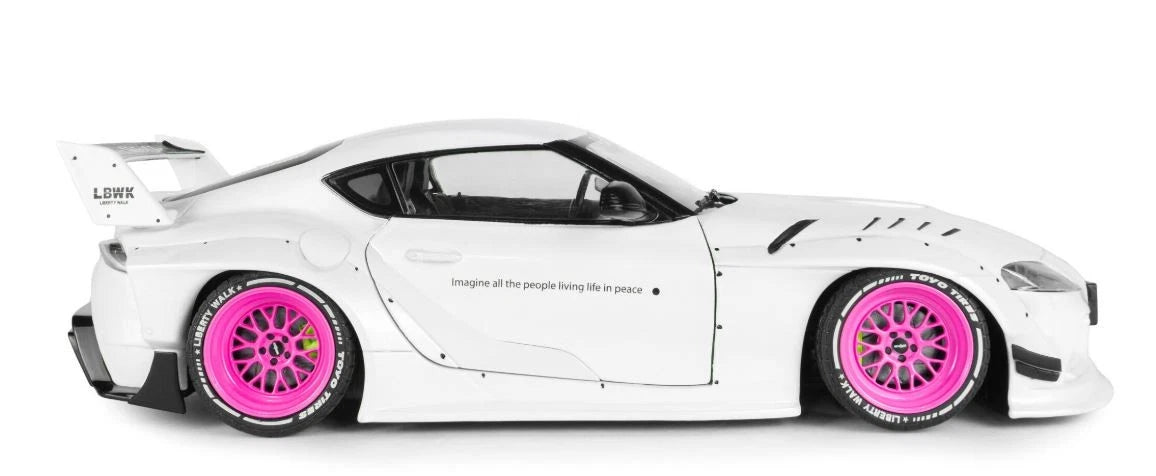 SOLIDO 1:18 Scale - 2025 Toyota GR Supra LB Liberty Walk, White/Pink - S1815502