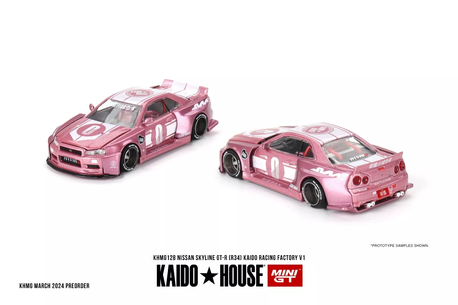 Mini Gt Kaido House 1:64 Nissan Skyline GT-R (R34) Kaido Racing Factory V1 - KHMG128